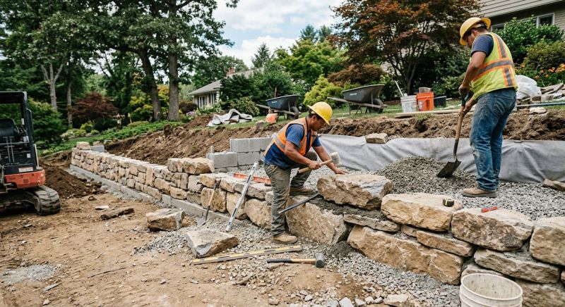 Block Retaining Wall Installation in Brevard County, FL